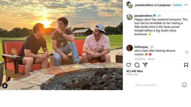 Unggahan Joe Jonas. (Instagram/ joejonas)
