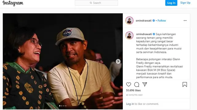Instagram Sri Mulyani. Dok Instragram @smindrawati