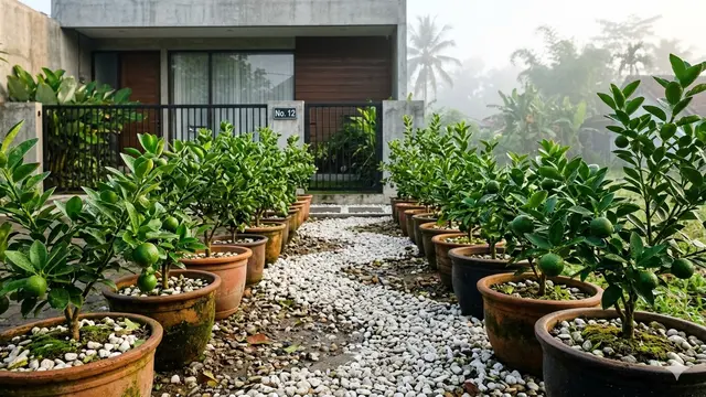 Ide Kebun Buah Minimalis Depan Rumah Kecil. AI