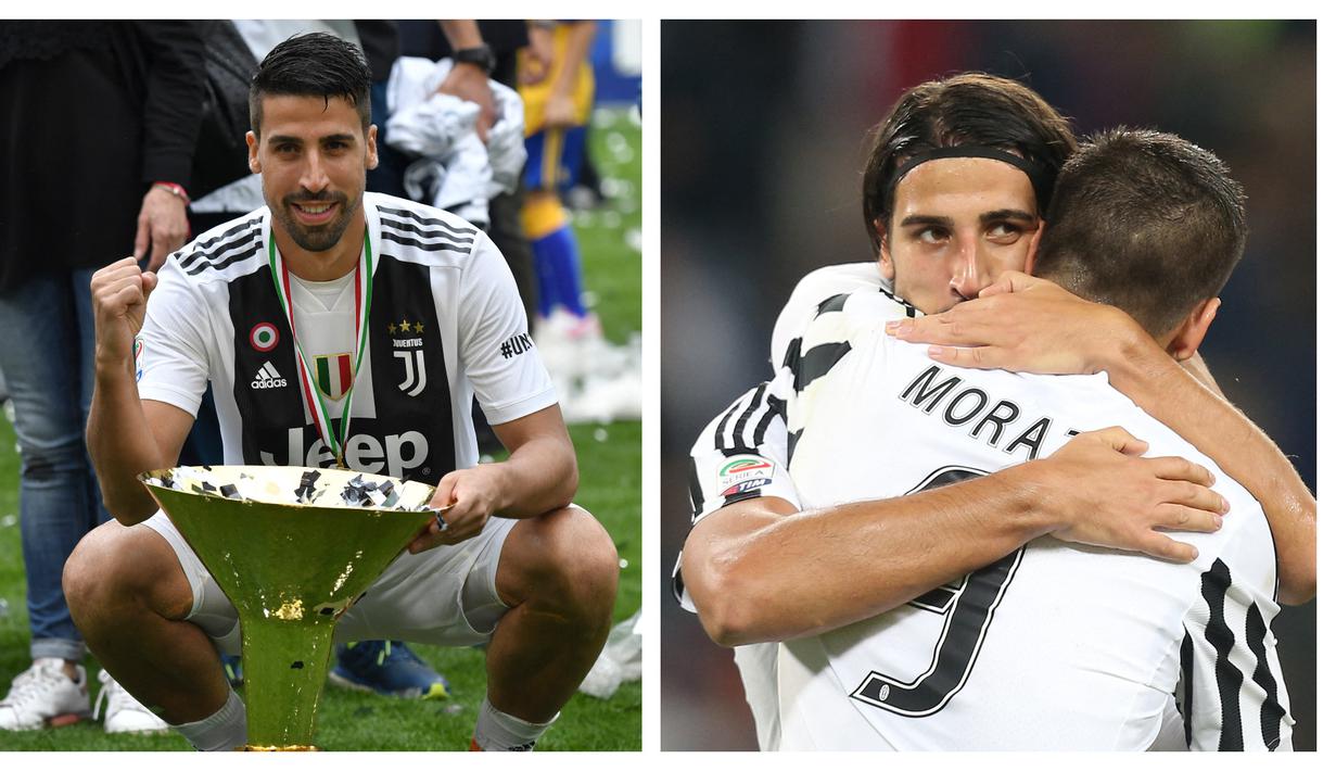 Pada awal musim 2015/2016, Sami Khedira resmi berseragam Juventus. Enam musim dihabiskannya bersama Bianconeri dan langsung mempersembahkan trofi di musim pertamanya. Gelar Scudetto diraihnya 5 musim berurutan hingga 2019/2020 dan Coppa Italia 3 musim berurutan hingga 2017/208. (Kolase Foto AFP)