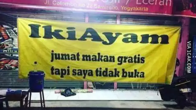6 Tulisan Promo Makan Gratis Tapi Warung Tutup Ini Bikin Bingung Pembeli