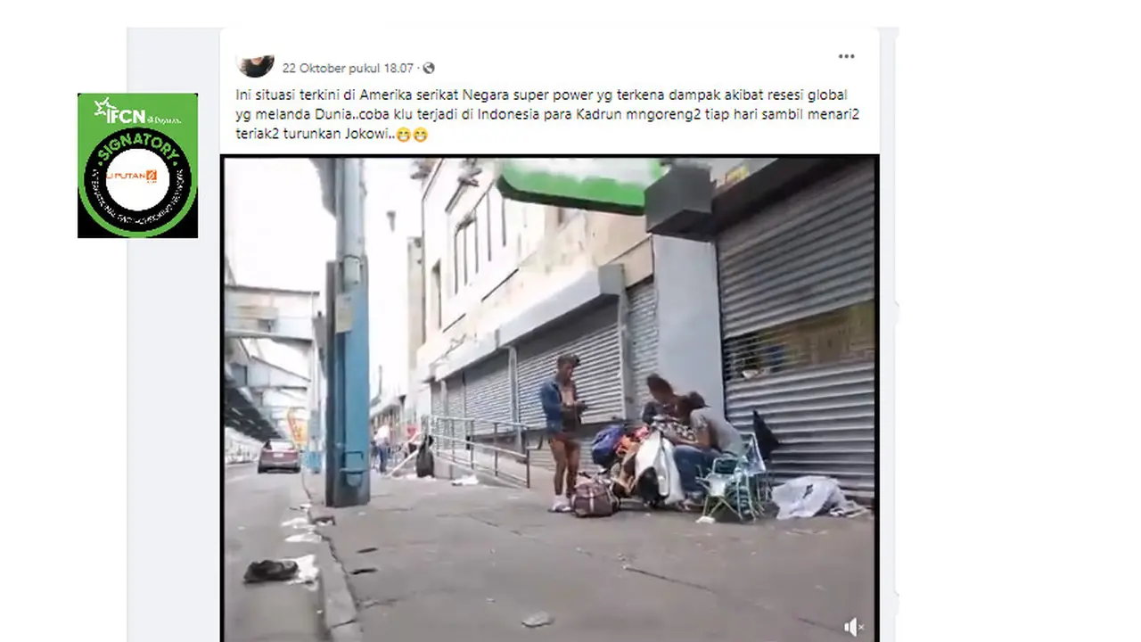 Tangkapan layar klaim video kondisi AS terkena dampak resesi