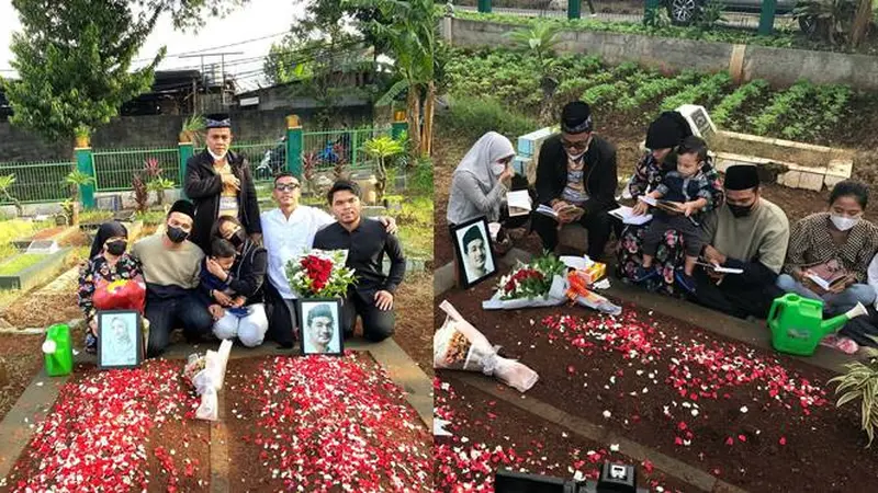 7 Potret Keluarga Haji Faisal Ziarah Makam dalam Momen Ulang Tahun Bibi Ardiansyah