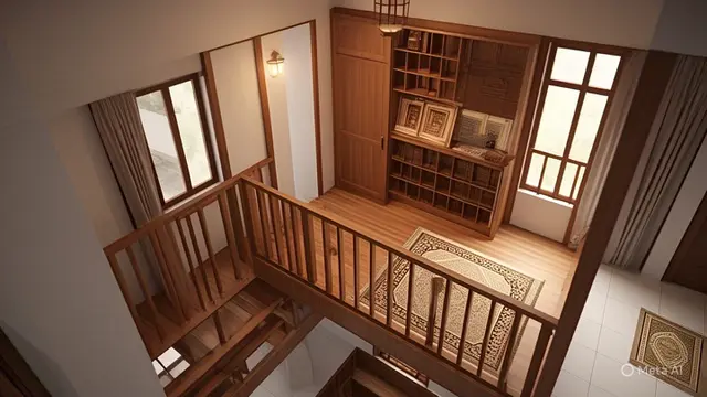 Desain Rumah Mezzanine Kayu Bergaya Islami