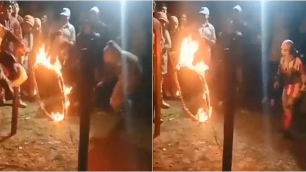 Momen Viral Atraksi Gagal Lewati Lingkaran Api, Dua Pria Ini Malah Kena Apes