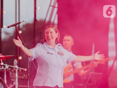 Penampilan United States Air Force Band of the Pacific pada Jakarta International BNI Java Jazz Festival 2020 di Jakarta, Minggu (1/3/2020). Pada pagelaran ke-16 ini, Java Jazz Festival menampilkan berbagai musisi lokal serta internasional. (Liputan6.com/Faizal Fanani)