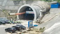 Lokasi pembangunan Terowongan No. 10 dari proyek kereta cepat Jakarta-Bandung, 28 Juni 2020. Jalur kereta cepat Jakarta-Bandung memiliki 13 terowongan. (Xinhua/Du Yu)