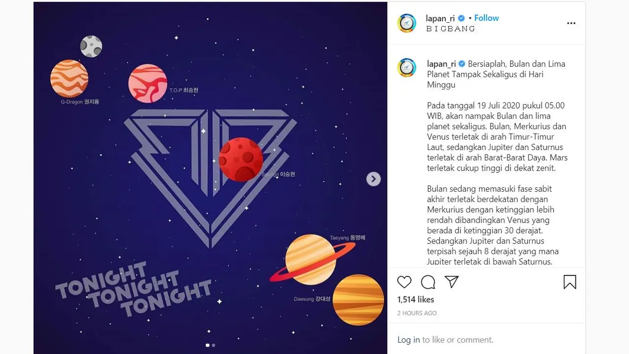 Peristiwa langka akan terjadi pada Minggu, 19 Juli 2020. Sebab tepat pada pukul 05.00 WIB bulan dan lima planet akan tampak sekaligus.