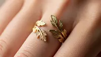 6 Model Cincin Emas Daun 2025 yang Bikin Penampilan Terlihat Natural dan Mewah