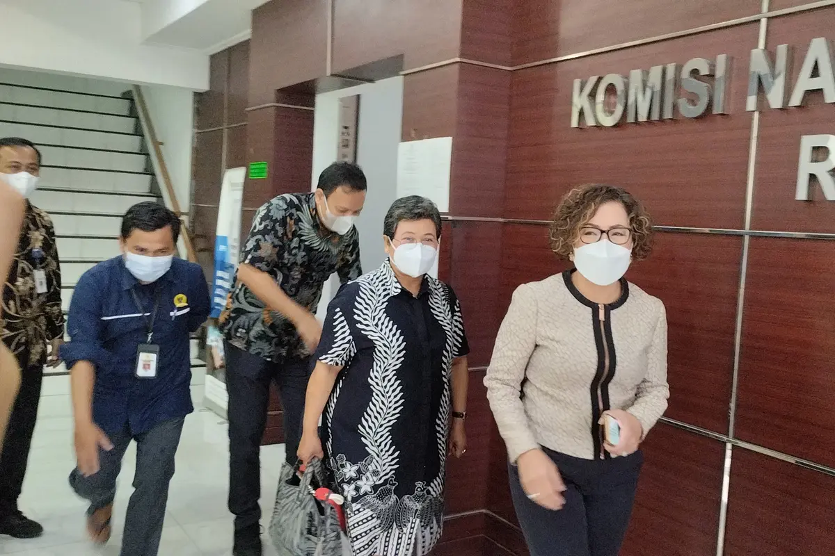 Direktur Program Indosiar Harsiwi Achmad mendatangi Komnas HAM di Jalan Latuhari, Menteng, Jakarta Pusat, Jumat (21/10/2022).