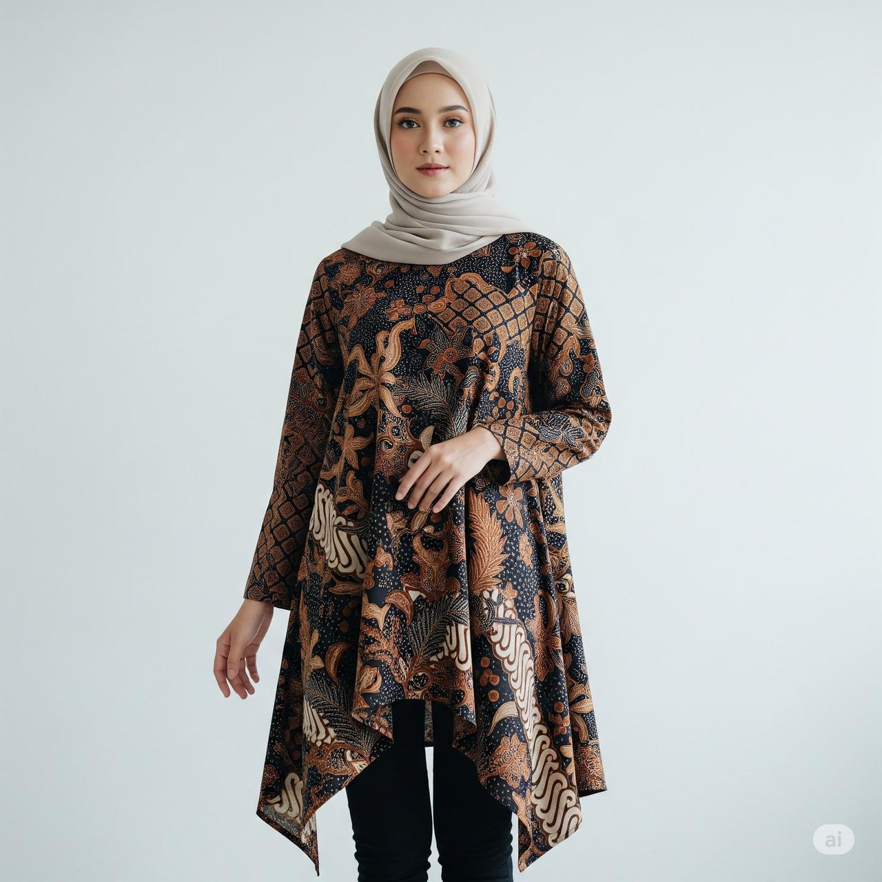 15 Model Baju Batik Wanita Terbaru Lengan Panjang Feminin Anggun Dan 