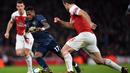 Aksi gelandang Man United, Fred pada laga lanjutan Premier League yang berlangsung di Stadion Emirates, London, Minggu (10/3). Arsenal menang 2-0 atas Man United. (AFP/Ben Stansall)