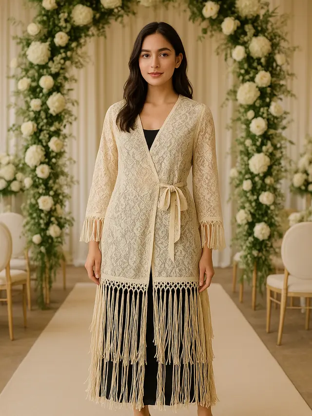 Model Cardigan Brokat Tali Samping untuk Kondangan