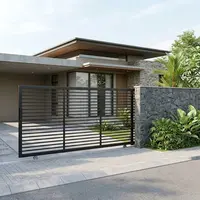 desain pagar rumah 4 meter dengan pintu geser minimalis (AI generated)