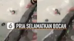 Aksi heroik dilakukan oleh seorang pria ketika ada bocah hanyut di sungai. Beruntungnya pria itu berhasil membawa bocah itu ke pinggir sungai dan selamat.