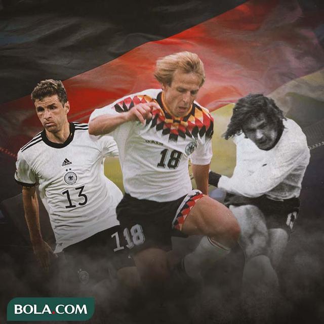 Ilustrasi - Thomas Muller, Jurgen Klinsmann, Gerd Muller