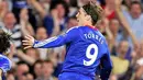 Ekspresi kegembiraan Fernando Torres seusai mencetak gol menghadapi West Ham dalam lanjutan Liga Premier di Stamford Bridge, 23 April 2011. AFP PHOTO/GLYN KIRK