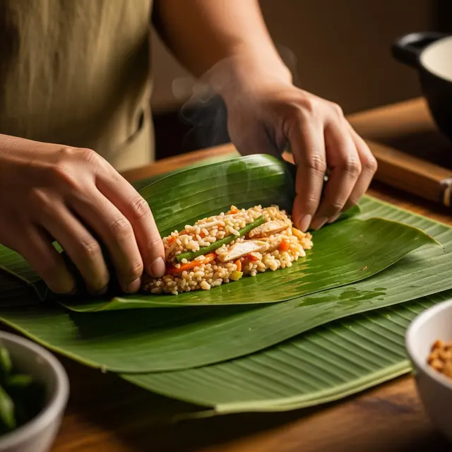 Mengolah Makanan dengan Daun Pisang (Gemini AI)