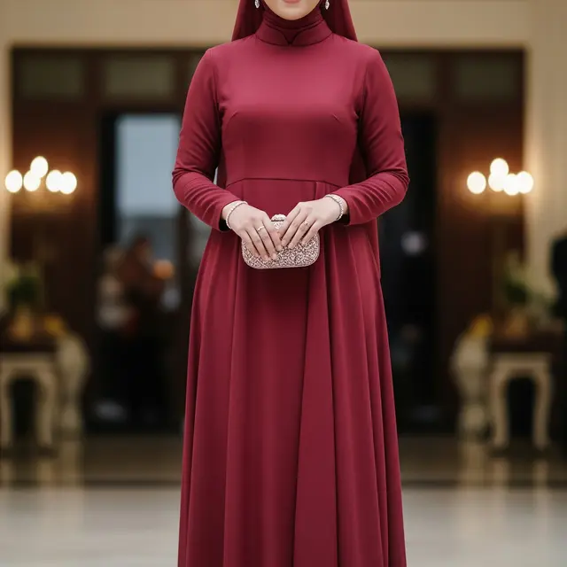 9 Model Gamis Polos Tapi Elegan untuk Kondangan, Tampil Anggun
