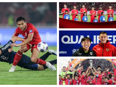 Berikut ini potret perjuangan Timnas Indonesia sepanjang tahun 2024, mulai dari perjuangan mereka di Piala Asia 2023, lolos ke putaran ketiga Kualifikasi Piala Dunia 2026, hingga berkompetisi di Piala AFF 2024. Tak hanya itu, deretan prestasi gemilang dari Skuad Garuda Muda dan Timnas Indonesia Putri terangkum ke dalam galeri khusus kaleidoskop 2024 ini. (Bola.com/Bagaskara Lazuardi)