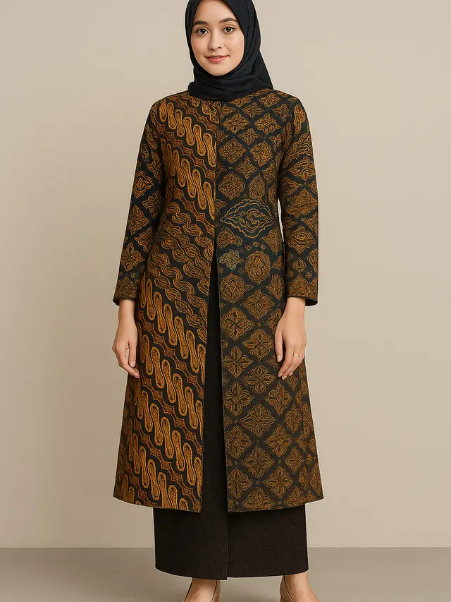 Model Tunik Batik Belah Panjang yang Lagi Tren