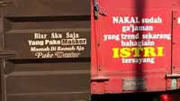 6 Tulisan di Belakang Truk Demi Istri Ini Romantis, Bikin Baper (sumber: Twitter/peredastres 1cak)