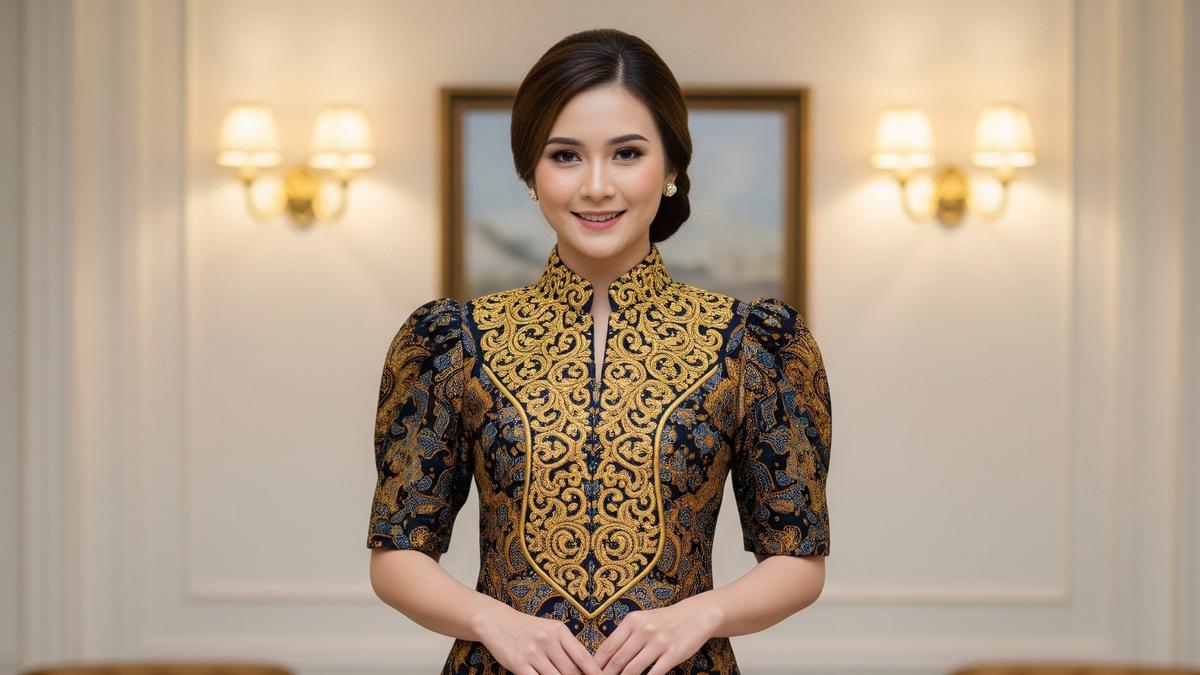9 Model Dress Batik Lengan Puff Brokat Elegan, Style Ibu Muda di 2025