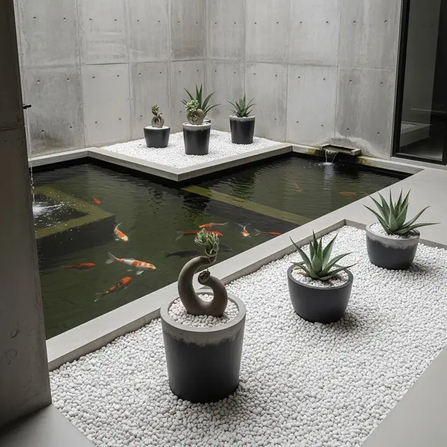 Inspirasi Kolam Ikan Mini Berpadu Taman Kering yang Minim Perawatan (AI)