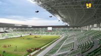Presiden Joko Widodo (Jokowi) meresmikan selesainya pembangunan Stadion Utama Sumatera Utara yang terletak di Desa Sena, Kecamatan Batang Kuis, Kabupaten Deli Serdang, Sumatera Utara, Selasa (15/10/2024). Stadion Utama Sumatera Utara dibangun di atas lahan 48.420 m2 dan luas bangunan 27.452 m2 dengan kapasitas penonton 25.750 orang. Stadion ini terdiri dari 3 lantai dan lantai tribun yang terbagi untuk penonton VIP 365 unit, media 224 unit, reguler 25.115 unit, dan difabel 46 unit. (Dok. Kementerian PUPR)
