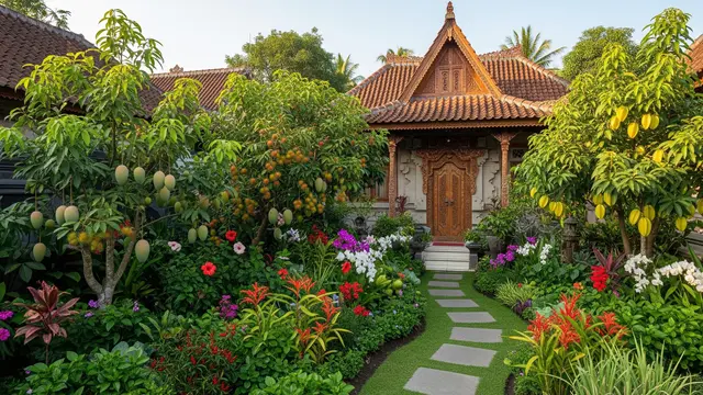 Desain Kebun Buah Campur Tanaman Hias di Halaman Depan Rumah/Gemini AI