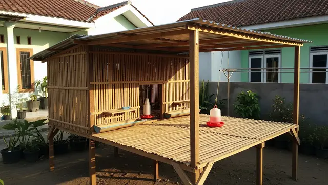 Desain Kandang Ayam Pedaging di Belakang Rumah Model Panggung Sederhana