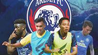 Arema FC - Abel Camara, Arkhan Fikri, Evan Dimas, Dedik Setiawan (Bola.com/Adreanus Titus)