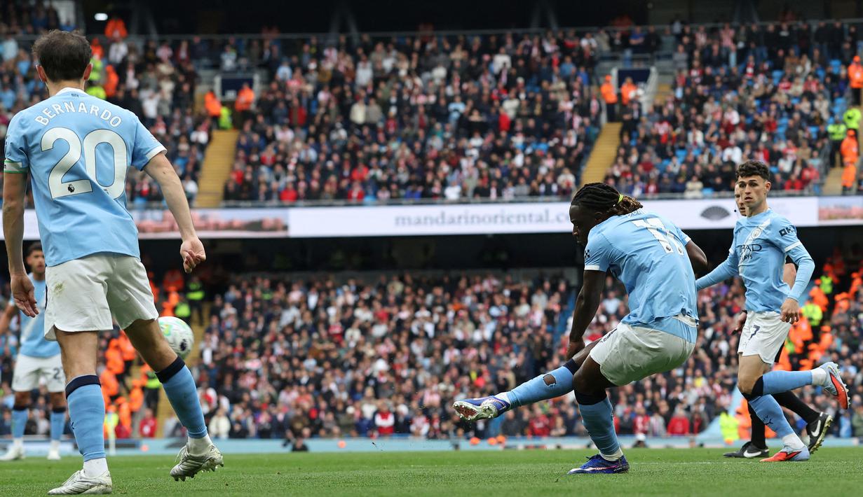 Kemenangan The Cityzens dibuka dengan gol indah Jeremy Doku pada menit ke-60. (AFP/Darren Staples)
