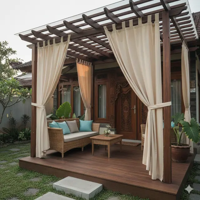 Model Teras dengan Pergola Sederhana (Foto: Gemini AI)