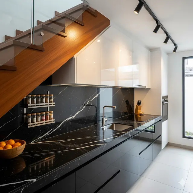 Inspirasi Dapur Bawah Tangga untuk Rumah Sempit 2 Lantai. Gemini