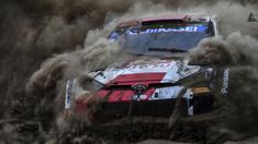 Pembalap Jepang, Katsuta Takamoto bersama co-driver Irlandia, Aaron Johnston tengah berkompetisi menggunakan mobil Toyota GR Yaris dalam ajang Safari Rally Kenya 2022 yang berlangsung di kota tepi danau Naivasha pada 24 Juni 2022. (AFP/Tony Karumba)