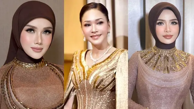 Glamor Berbalut Gaun Emas Wiki Wu, Gaya Para Mama Maia Estianty hingga Mulan Jameela di Resepsi El Rumi- Syifa Hadju