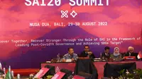 Menteri Energi dan Sumber Daya Mineral (ESDM) Arifin Tasrif di acara Supreme Audit Institution (SAI)20 Summit di Bali, Selasa (30/8).