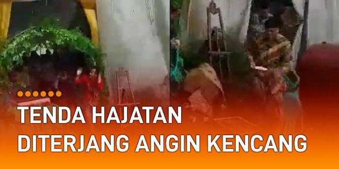 VIDEO: Tenda Hajatan Diterjang Angin Kencang, Warganet Salfok Pria Bawa Piring