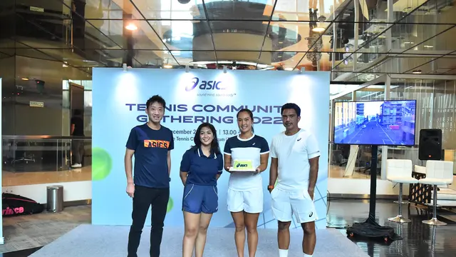 Petenis Aldila Sutjiadi menghadiri gathering bersama Asics