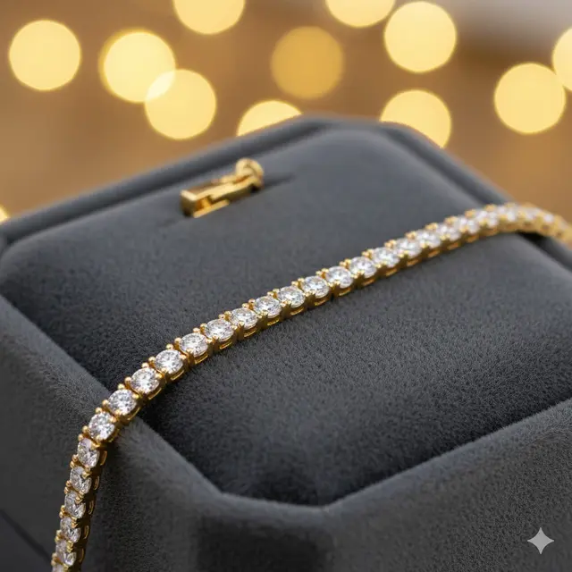 2. Gelang Tennis Bracelet Garis Tipis dengan Batu Zirconia Mini