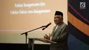 Sambutan UKP-DKAP Din Syamsuddin saat pembukaan Musyawarah Besar Pemuka Agama untuk Kerukunan Bangsa di Jakarta, Kamis (8/2). Pertemuan ini membahas di antaranya NKRI, Pancasila, Bhinneka Tunggal Ika. (Liputan6.com/Arya Manggala)