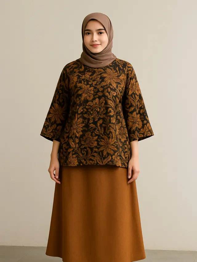 Baju Batik dengan Rok Polos