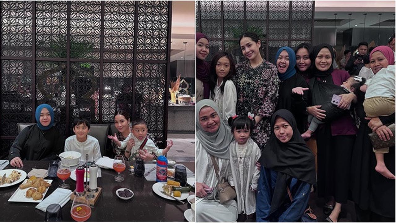 6 Potret Nagita Slavina Bukber Bareng Karyawan, Rafathar dan Rayyanza Ikut Ramaikan
