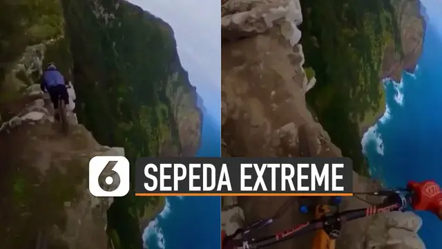 VIDEO: Ngilu, Bermain Sepeda di Pinggir Tebing Sangat Tinggi