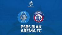 Ilustrasi prediksi PSBS Biak Vs Arema FC di BRI Liga 1 2025/2026. (Bola.com/Gemini AI/Gregah Nurikhsani)