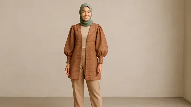 Kombinasi Puff Sleeve dan Kain Batik Klasik/Ilustrasi gambar oleh AI