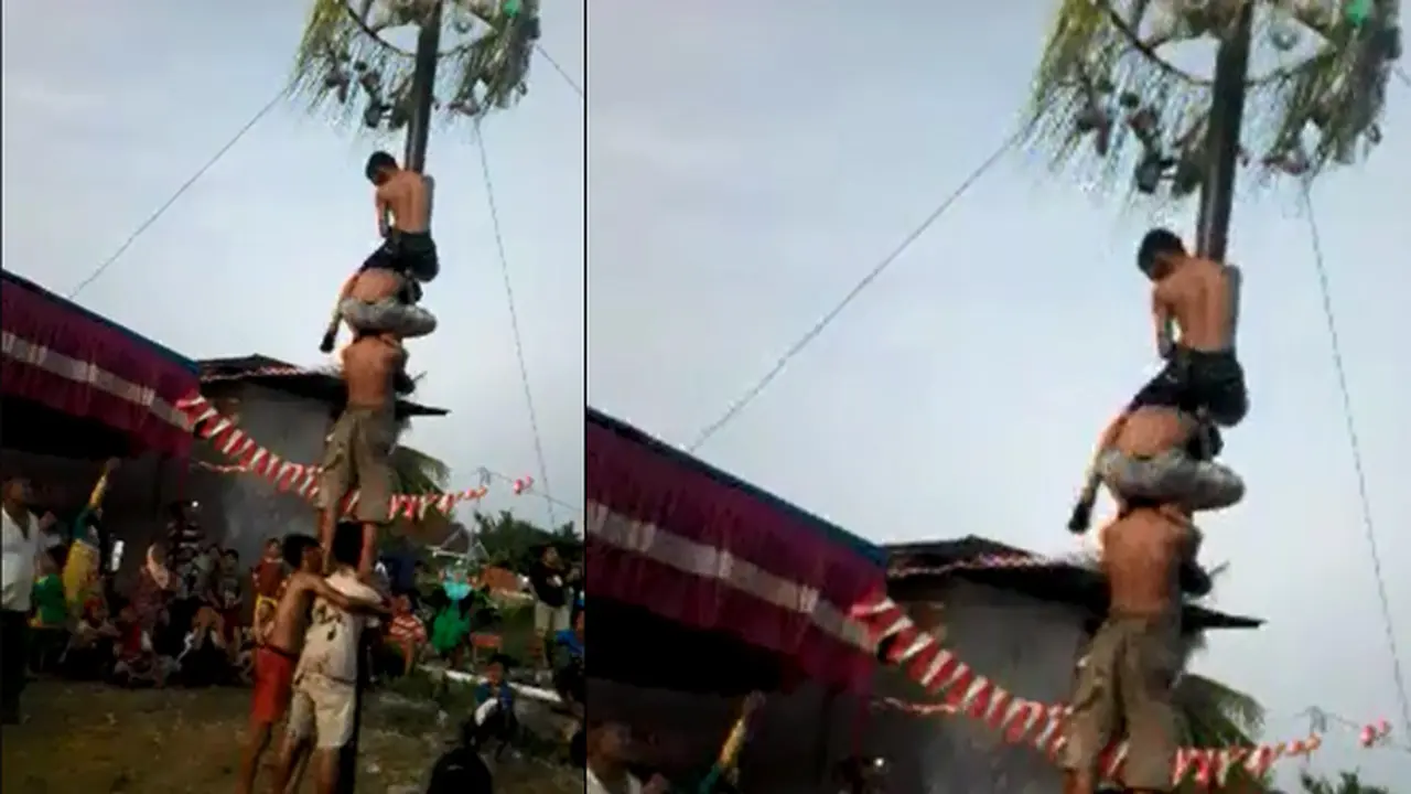 Peserta Termuda Usia 4 Tahun di Lomba Panjat Pinang 17an