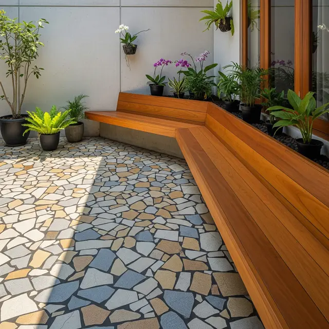 Inspirasi Teras Rumah Minimalis Tanpa Atap dengan Kombinasi Kayu dan Batu Alam 2025