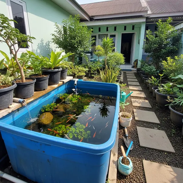 Cara Membuat Kolam Ikan di Rumah Subsidi Tanpa Menggali Tanah, Hemat Biaya